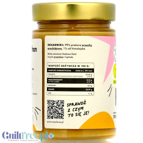 Maslove Arachidowe z Solą Himalajską 290g mielone masło orzechowe 100% orzechy, szklany słoik by Maslove (maslove-arachidowe-z-sola-himalajska-290g-mielone-maslo-orzechowe-100-orzechy-szklany-sloik)