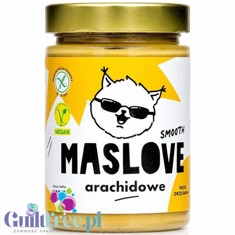 Maslove Arachidowe Smooth 290g gładko mielone masło orzechowe 100% orzechy, szklany słoik by Maslove (maslove-arachidowe-smooth-290g-gladko-mielone-maslo-orzechowe-100-orzechy-szklany-sloik)