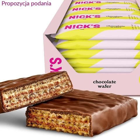 N!CK'S Nicks Waffer, Chocolate - bezglutenowy wafelek czekoladowy w polewie, bez dodatku cukru by Nick's! (nck-s-nicks-protein-waffer-chocolate-bezglutenowy-wafelek-czekoladowy-w-polewie-bez-dodatku-cukru)
