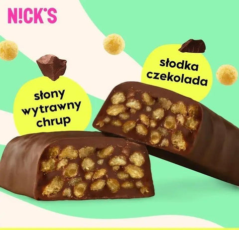 Nicks N!ck's Choco Crush - baton czekoladowy z solonymi chrupkami bez dodatku cukru 158kcal by Nick's! (nicks-nck-s-choco-crush-baton-czekoladowy-z-solonymi-chrupkami-bez-dodatku-cukru-158kcal)