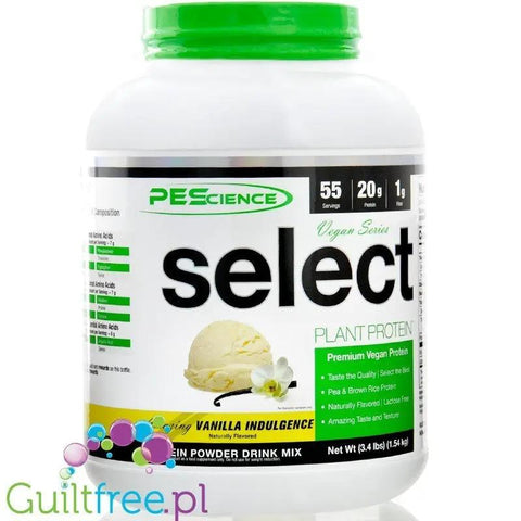 PES Select Protein Vegan, Vanilla Indulgence 1,54kg - wegańska odżywka proteinowa bez soi i cukru, 20g białka & 100kcal by SELECT Protein - PEScience (pes-select-protein-vegan-vanilla-indulgence-154kg-weganska-odzywka-proteinowa-bez-soi-i-cukru-20g-bialka-100kcal)