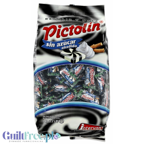 Pictolin Licorice & Cream - bezglutenowe cukierki bez cukru o smaku lukrecjowo-śmietankowym 0,8kg by Pictolin (pictolin-bezglutenowa-lukrecja-ze-smietanka-bez-cukru-na-wgae)