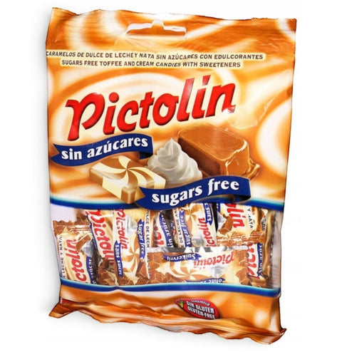 Opakowanie cukierków Guiltfree Pictolin Caramels de Dulce de Leche bez cukru i glutenu o smaku śmietankowo-toffee