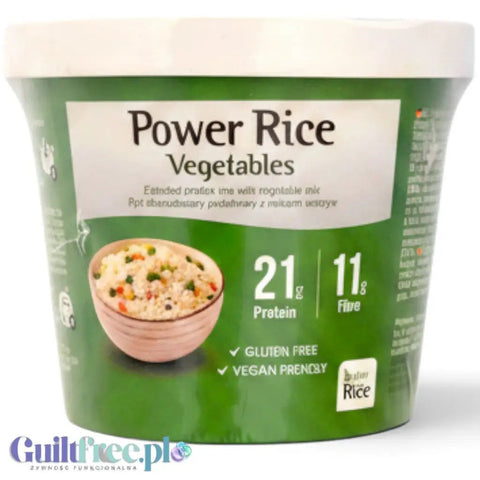 Wegańskie danie instant Guiltfree Power Rice z warzywami, wysokobiałkowy ryż bezglutenowy w wygodnym kubku