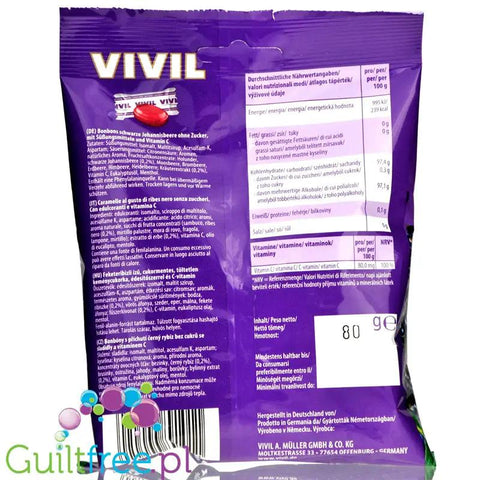Vivil Blackcurrant - cukierki bez cukru z witaminą C, smak czarna porzeczka by Vivil (vivil-blackcurrant-cukierki-bez-cukru-z-witamina-c-smak-czarna-porzeczka)